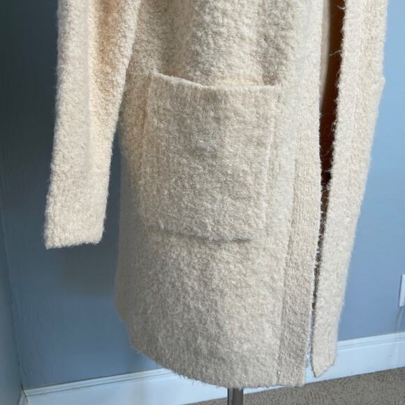 Women's Boucle long, open-front duster cardigan, in PASTEL ROSE TAN size S - Picture 3 of 12